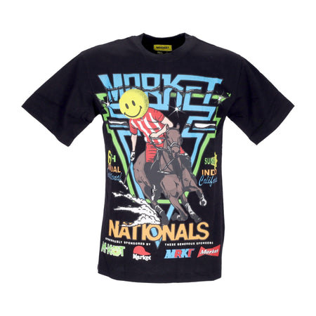MARKET Maglietta Uomo Polo Horserace Tee X Smiley Black da uomo