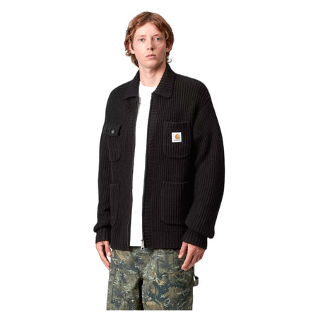 CARHARTT WIP maglione carhartt wip chore knit jacket - black da uomo