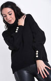 Maglione Donna Invernale Collo Alto con Bottoni Argento Argentati Dolcevita Nero Cammello Verde Maglia Donna L'Orchidea - Siderno, Commerciovirtuoso.it