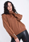Maglione Donna Invernale Collo Alto con Bottoni Argento Argentati Dolcevita Nero Cammello Verde Maglia Donna L'Orchidea - Siderno, Commerciovirtuoso.it
