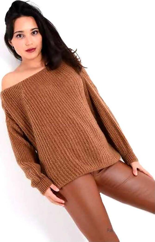 Maglione Donna Invernale Lavorato a Maglia Maglioncino a Coste strette Cammello per Lei Tg,Unica manica Lunga Maglione Donna L'Orchidea - Siderno, Commerciovirtuoso.it