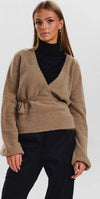 Maglione Donna Numph Sisava Wrap Knit Beige Moda/Donna/Abbigliamento/Maglioni e cardigan/Maglioni Snotshop - Roma, Commerciovirtuoso.it