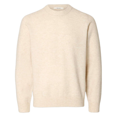 SELECTED maglione girogola selected homme rai ls knit crewneck - oatmeal da uomo