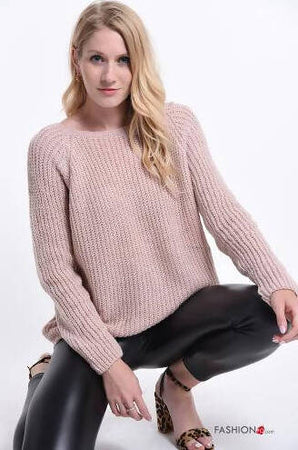 Maglione invernale Donna lavorato a maglia con scollo a barchetta tinta unita Beige o Nero Tg.Unica maglione donna L'Orchidea - Siderno, Commerciovirtuoso.it