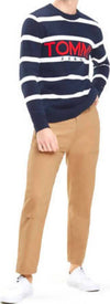 Maglione Uomo Tommy Hilfiger a Righe Bianche E Blu Con Logo Maglione in Cotone Pettinato Girocollo Con Polsini E Fondo a Coste Casual Vestibilità Regolare Moda/Uomo/Abbigliamento/Maglioni e cardigan/Maglioni Euforia - Bronte, Commerciovirtuoso.it