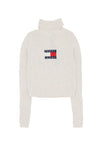 Tommy Hilfiger Maglione Donna W Melange Turtleneck Flag Sweater Ancient White Melange da donna