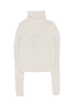Tommy Hilfiger Maglione Donna W Melange Turtleneck Flag Sweater Ancient White Melange da donna