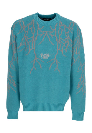 PHOBIA Maglione Uomo Dark Jacquard Lightning and Logo Jumper Balsam Green da uomo