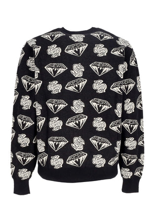 BILLIONAIRE BOYS CLUB Maglione Uomo Diamonds & Dollars Knit Jumper Black/ecru da uomo