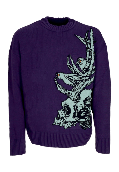 DOLLY NOIRE Maglione Uomo Druid Skull Sweater Purple Dust da uomo