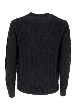 HUF Maglione Uomo Interlaced Jacquard Overdyed Crew Black da uomo