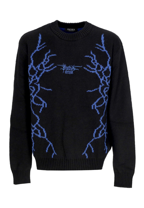 PHOBIA Maglione Uomo Lightning and Logo Jumper Black/blue da uomo
