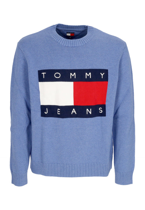 Tommy Hilfiger Maglione Uomo Logo Sweater Tempo Blue Melange da uomo