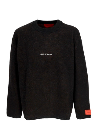 VISION OF SUPER Maglione Uomo Military Skull and Logo Sweater Black da uomo