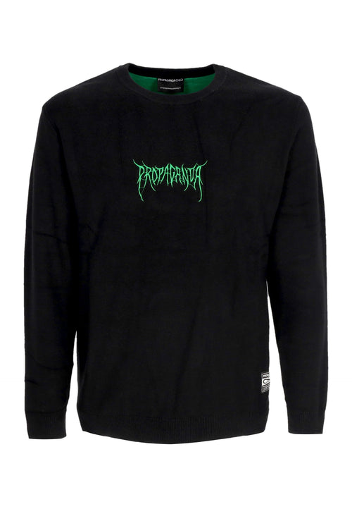PROPAGANDA Maglione Uomo Ribs Crown Jacquard Sweater Black da uomo