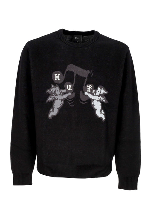 HUF Maglione Uomo Song Intarsia Sweater Black da uomo