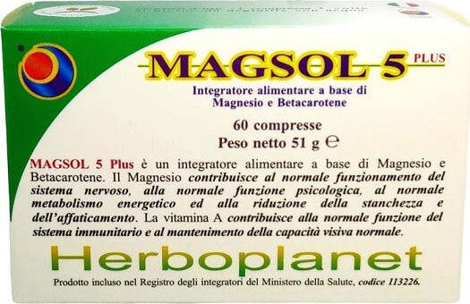 Magsol-5-Plus-51g,-60-compresse,-blister-Herboplanet-Integratore-alimentare
