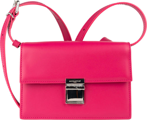 MAISON-KITSUNE-Mini-Preppy-Baguette-borsa-in-pelle-in-magenta-da-donna