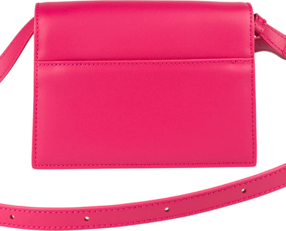 MAISON-KITSUNE-Mini-Preppy-Baguette-borsa-in-pelle-in-magenta-da-donna