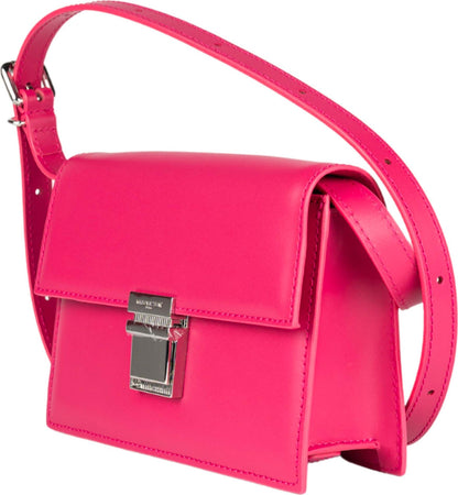 MAISON-KITSUNE-Mini-Preppy-Baguette-borsa-in-pelle-in-magenta-da-donna