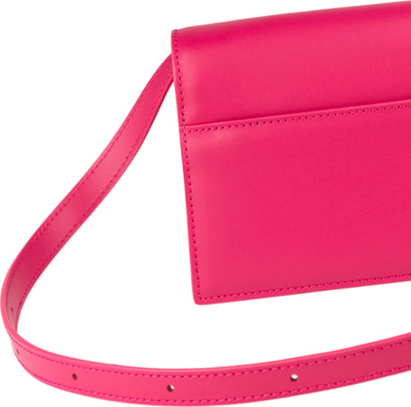 MAISON-KITSUNE-Mini-Preppy-Baguette-borsa-in-pelle-in-magenta-da-donna