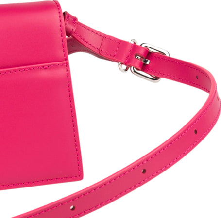 MAISON-KITSUNE-Mini-Preppy-Baguette-borsa-in-pelle-in-magenta-da-donna