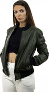 Malesia---Bomber-Donna-Verde-in-vera-pelle