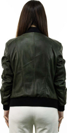 Malesia---Bomber-Donna-Verde-in-vera-pelle