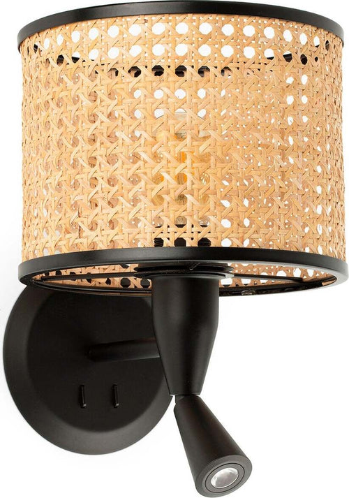 MAMBO Lampada da parete con lettore nera/ratan Illuminazione/Illuminazione per interni/Illuminazioni per pareti/Applique Led Mall Home - Napoli, Commerciovirtuoso.it
