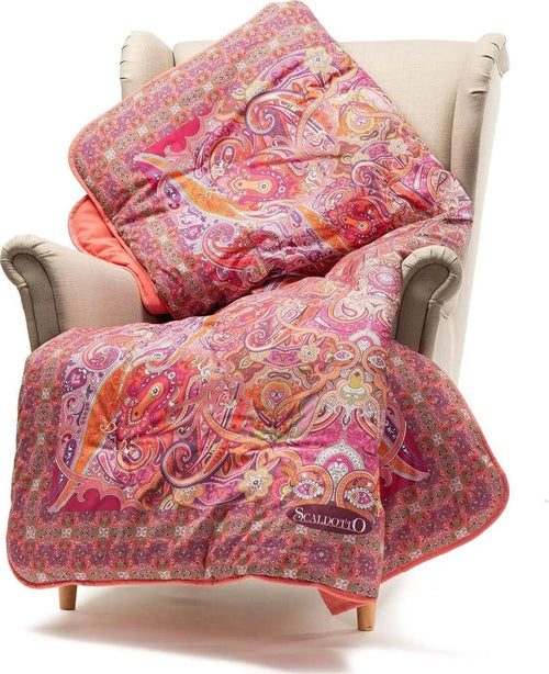 MANDARIN-CALEFFI-PLAID-SCALDOTTO-TRAPUNTATO-130X170-COTONE-OTTIMA-IDEA-REGALO-COLORE-CORALLO