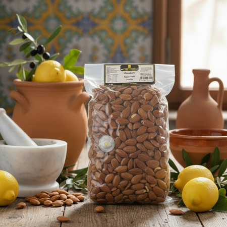 Mandorle di Sicilia Sgusciate Mandorle Italiane al Naturale Sotto Vuoto Mandorla Siciliana Senza Guscio Tipici&Food