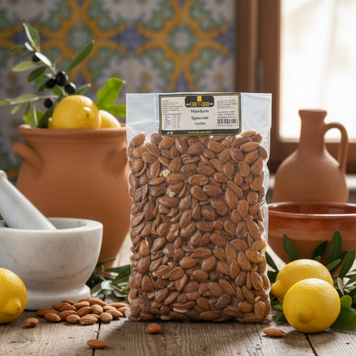 Mandorle di Sicilia Sgusciate Mandorle Italiane al Naturale Sotto Vuoto Mandorla Siciliana Senza Guscio Tipici&Food
