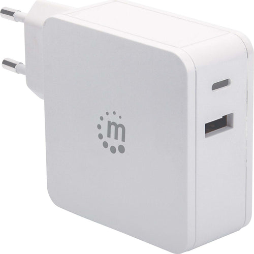 MANHATTAN-Alimentatore-60W-con-porte-USB-C-e-USB-A-Bianco