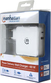 MANHATTAN-Alimentatore-60W-con-porte-USB-C-e-USB-A-Bianco
