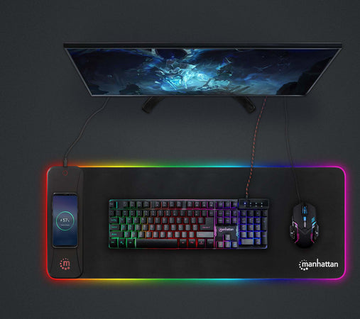 Manhattan-Tappetino-Mouse-Gaming-XXL-con-LED-RGB-e-Caricatore-Wireless-10W