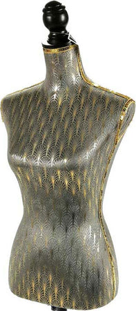 Manichino-Busto-Sartoriale-Donna-Grigio-Sartoria-Treppiede-In-Legno-Nero-42x170cm