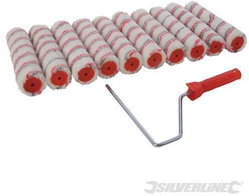 Manico con telaio rullo di verniciatura e 10 rulli di ricambio da 254 mm silverline
