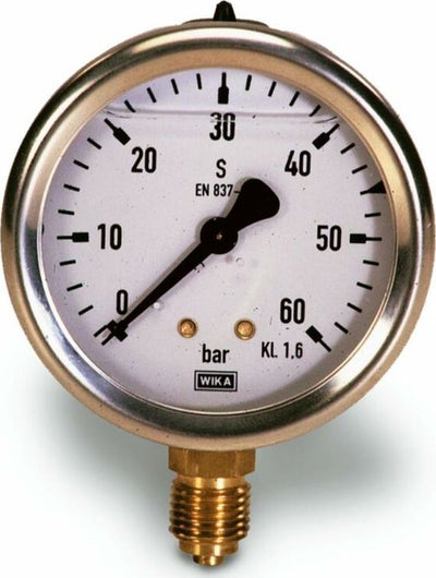 Manometro alla glicerina con cassa in acciaio scala 1 bar