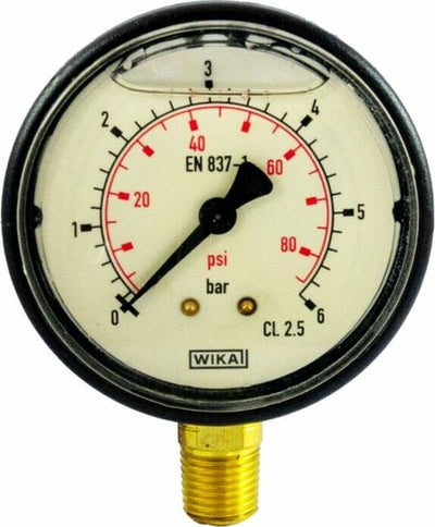 Manometro in abs ø 63mm con scala 0/6 bar e attacco radiale R 1/4