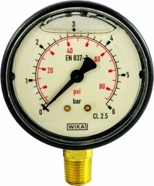Manometro in abs ø 63mm con scala 0/6 bar e attacco radiale R 1/4