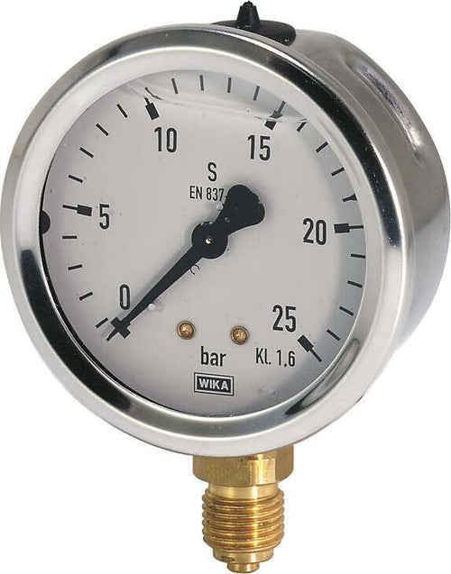 Manometro in inox ø 63mm con scala 0/40 bar e attacco radiale G 1/4