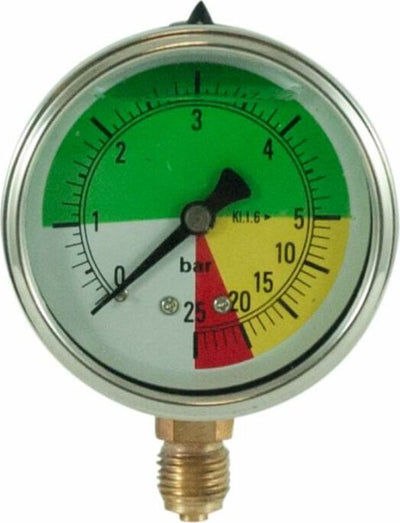 Manometro isometrico alla glicerina con cassa in acciaioØ 63mm scala 0-5/25 bar