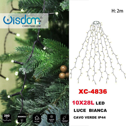 Mantello Catena Luminosa 280 Led 10x28 Luci Ip44 Luce Bianca Cavo Verde Xc-4836 Illuminazione/Illuminazione per esterni/Catene luminose Trade Shop italia - Napoli, Commerciovirtuoso.it