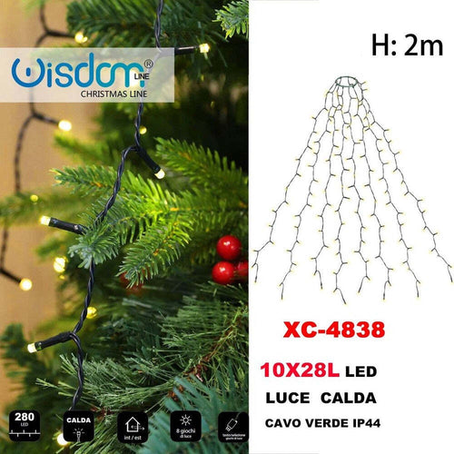 Mantello Catena Luminosa 280 Led 10x28 Luci Ip44 Luce Calda Cavo Verde Xc-4838 Illuminazione/Illuminazione per esterni/Catene luminose Trade Shop italia - Napoli, Commerciovirtuoso.it