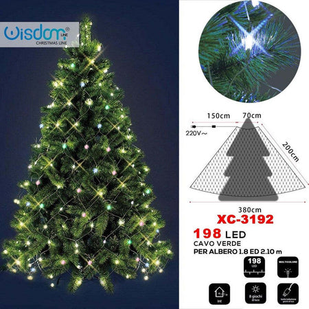 Mantello Luminoso 198led Albero Di Natale 1.8 / 2.10 Mt Luce Multicolore Xc-3192 Casa e cucina/Decorazioni per interni/Addobbi e decorazioni per ricorrenze/Decorazioni natalizie/Luci natalizie/Catene luminose per interni Trade Shop italia - Napoli, Commerciovirtuoso.it