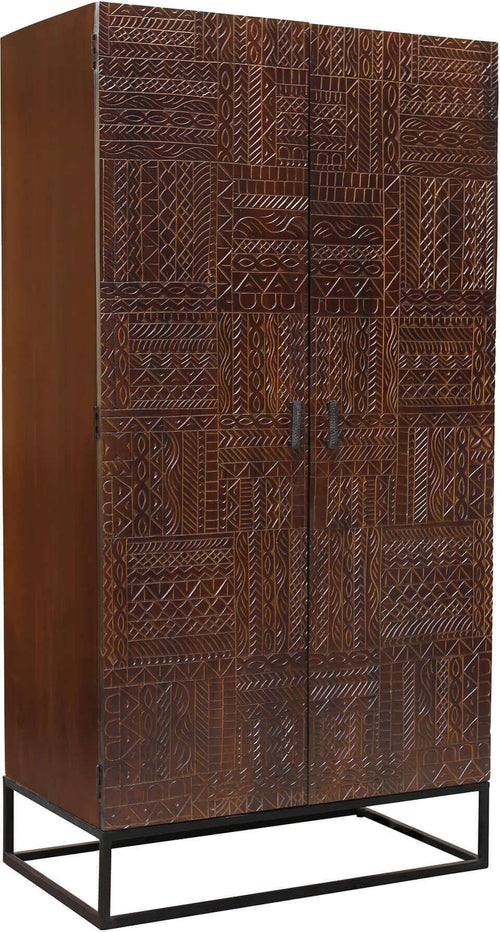 MANTRA---armadio-con-decoro-2-ante-legno-e-ferro-Marrone-Milani-Home