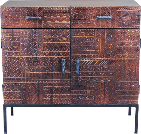 MANTRA---comò-con-decoro-2-ante-2-cassetti-legno-e-ferro-Marrone-Milani-Home