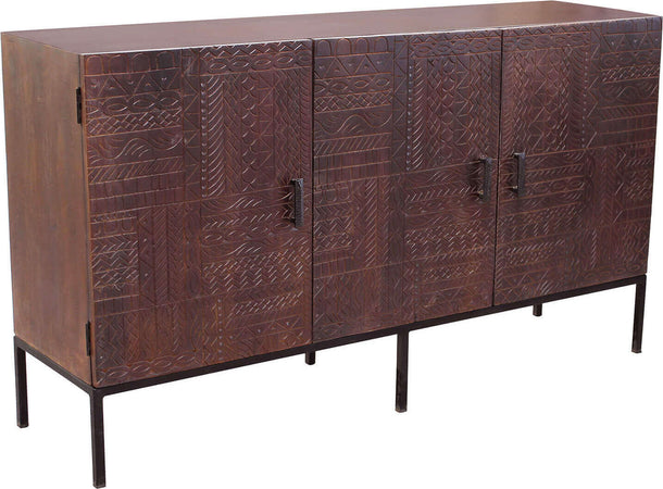 MANTRA - madia con decoro 3 ante legno e ferro Marrone