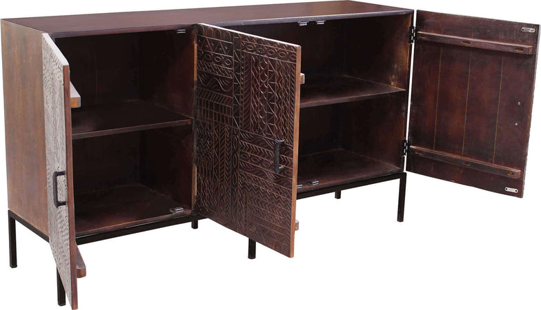 MANTRA - madia con decoro 3 ante legno e ferro Marrone