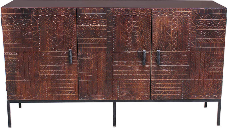 MANTRA - madia con decoro 3 ante legno e ferro Marrone